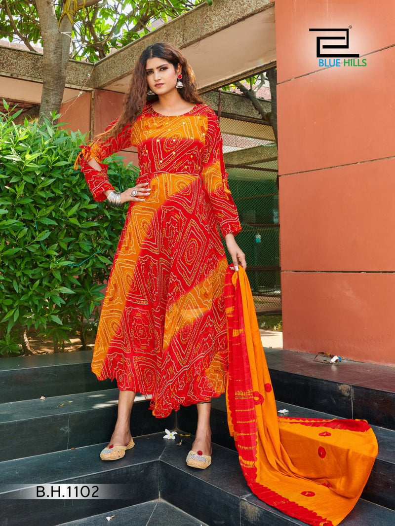 Kiana Presents Bandhani Rayon And Cotton Fancy Designer Kurtis